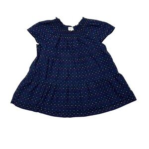 Hanna Andersson Navy Rainbow Swiss Dot Short Sleeve Tiered Dress